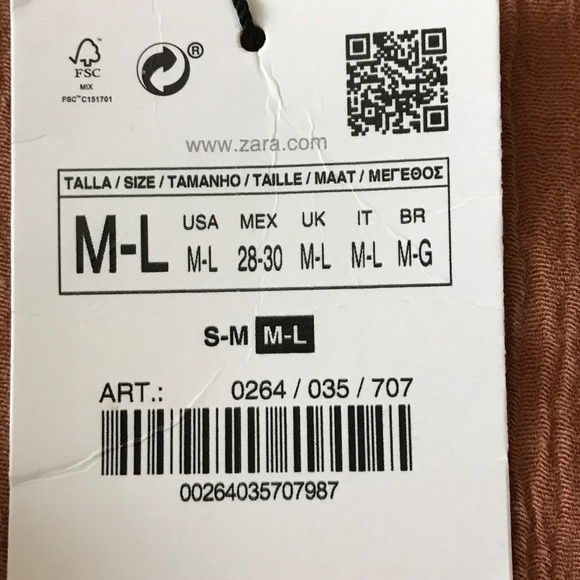 ZARA Dress Kaftan Coverup Lace Up Tie V Neck Frayed Hem Terra-Cotta Size Large - Picture 8 of 16